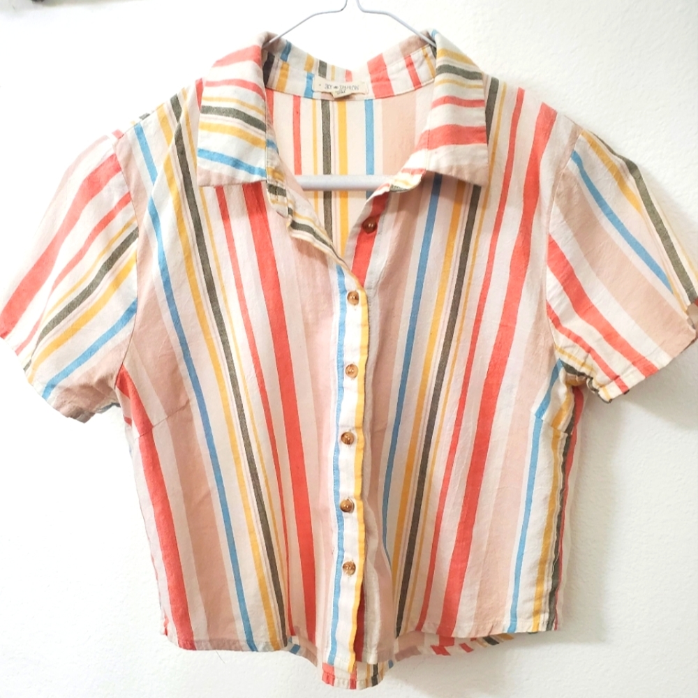 Sky and sparrow Striped button up shirt